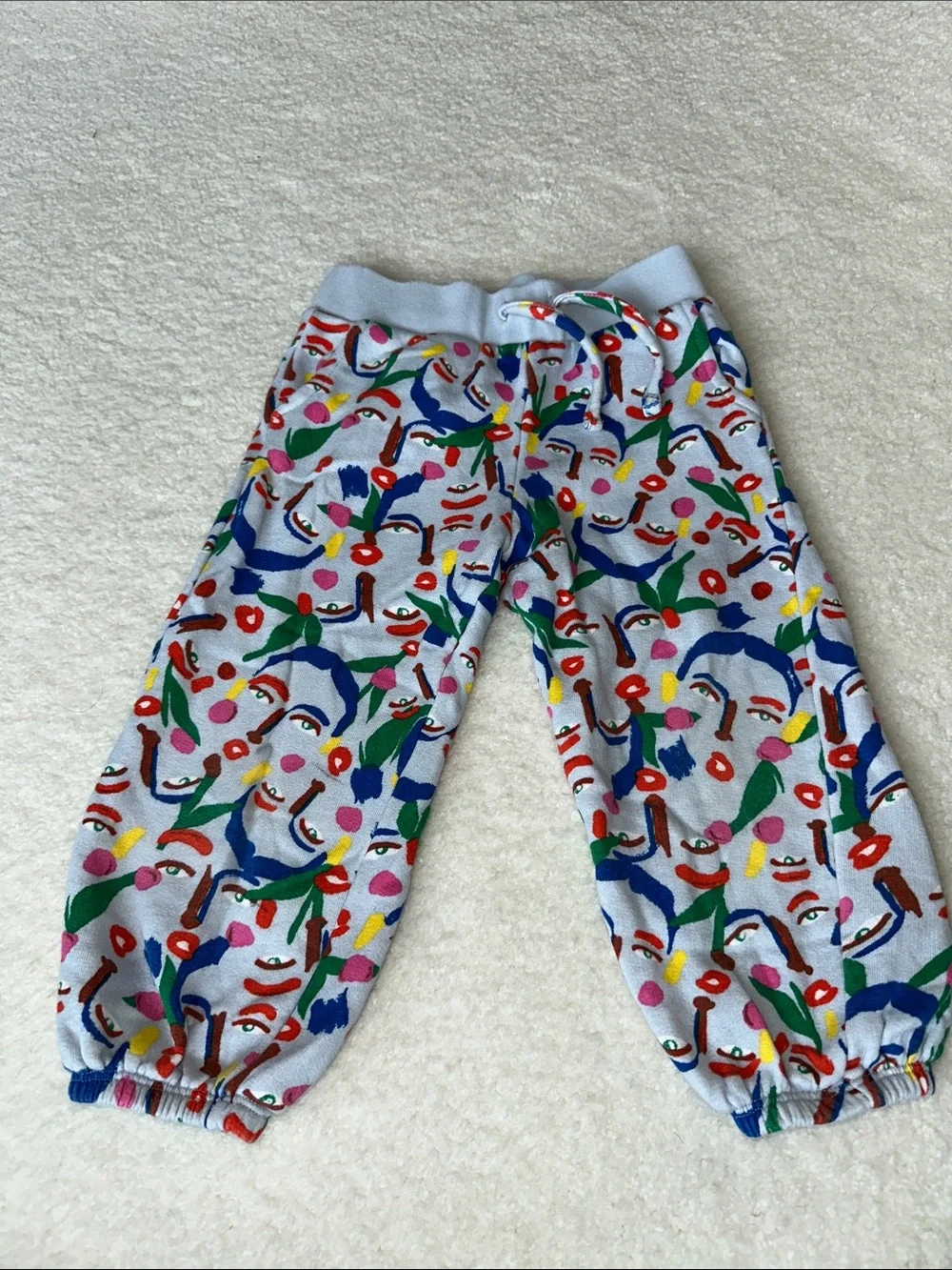 Nordstrom Cristina Martinez  Abstract Face Print Joggers - Light Blue Base